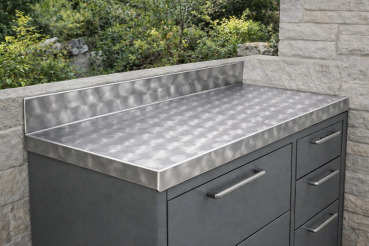 Edelstahl Arbeitsplatten-Abdeckung D50 Rundschliff – 0,8 mm | Exklusive Optik nach Maß